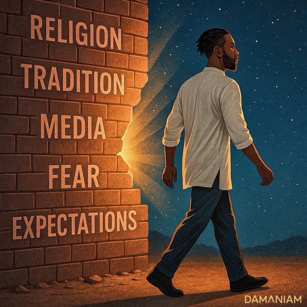 DaManIAm resetting walking away from prior beliefs to start the spiritual journey to self-discovery.